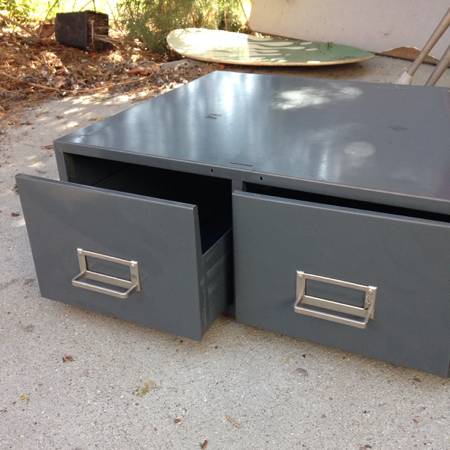 Vintage retro chic gray metal drawer boxes
