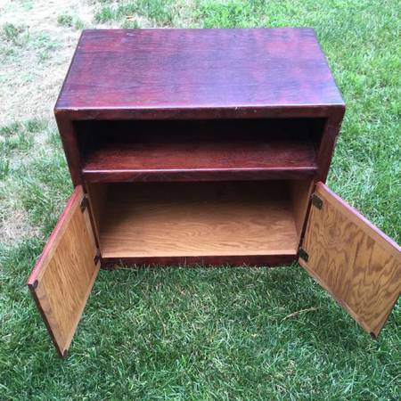 Vintage Solid wood tv stand  side table  entertainment  on wheels