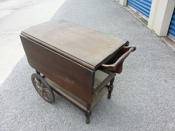 vintage wood rustic mini barbeverage cart