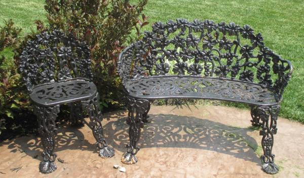 VINTAGE WROUGHT IRON SETTEE amp CHAIR
