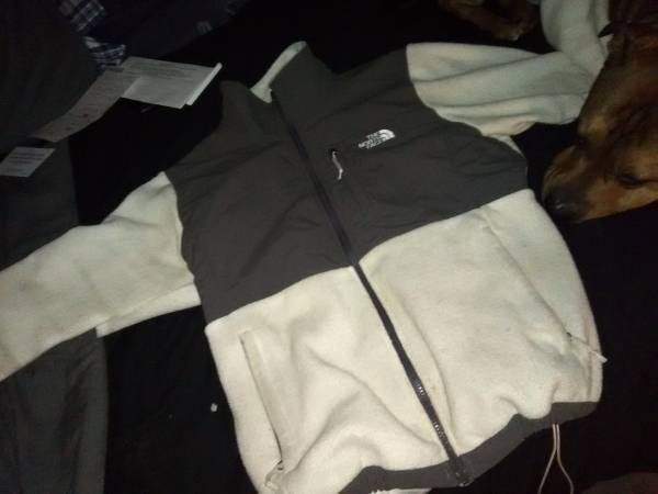 White and gray north face ladies large