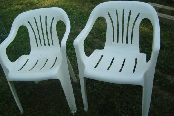 White Plastic Garden Chairs EUC TWO