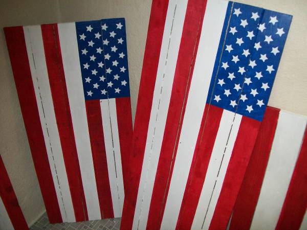 Wooden American Flags