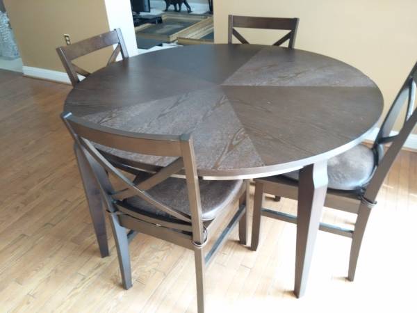 Wooden Dining Set With Metal Silver Rim