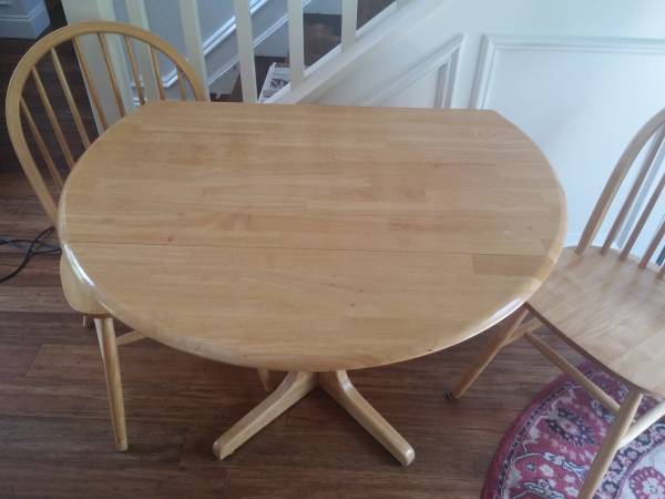 wooden folding table with 2 chairs