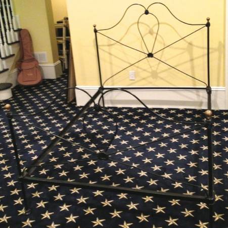 Wrought Iron Full Bed Frame with Medallion Motif