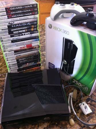 Xbox360 250gb model Comes with 2 controllers and 2 headsets