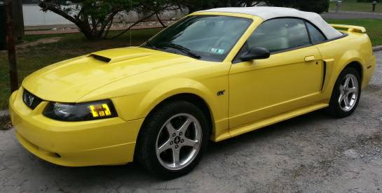 Yellow 2003 Ford Mustang GT Convertible for sale