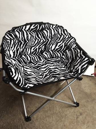 Zebra Folding Club Chair and Tufted Headboard