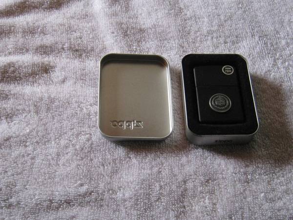 Zippo Lighter with a Cadillac Crest  metal storage box